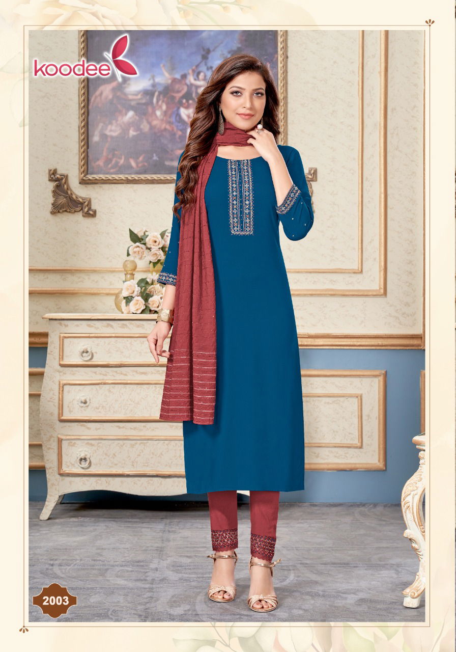 Koodee Mayra 2 Fancy Festive Wear Kurti With Bottom And Dupatta Latest Collection